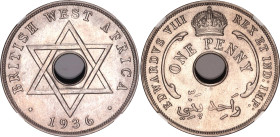 British West Africa 1 Penny 1936 H NGC MS 63
KM# 16, N# 9102; Copper-nickel; Edward VIII.