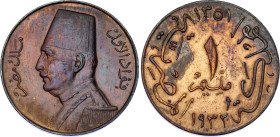 Egypt 1 Millieme 1932 H AH 1351
KM# 344; Schön# 51; N# 7719; Bronze; Fuad I; Heaton's Mint; UNC.