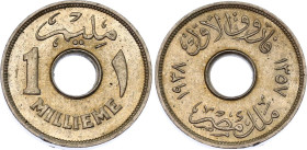 Egypt 1 Millieme 1938 AH 1357
KM# 362; N# 21532; Bronze; Farouk I; UNC.