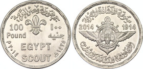 Egypt 100 Pounds 2014 AH 1435
N# 85911; Silver; Centennial for Scouts in Egypt; Mintage 3'145; UNC.