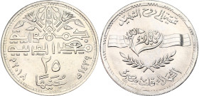 Egypt 25 Pounds 2018 AH 1439
N# 195498; Silver; Egypt's Martyrs; Mintage 600; UNC.