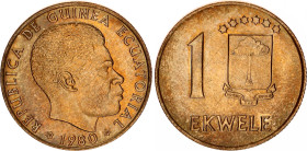 Equatorial Guinea 1 Ekwele 1980
KM# 50, N# 16156; Aluminium-bronze; AUNC/UNC.