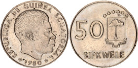 Equatorial Guinea 50 Bipkwele 1980
KM# 53, N# 16160; Copper-nickel; UNC.