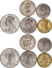 French Afars & Issas 1 - 2 - 5 - 20 - 50 Francs 1975
KM# 13, 14, 15, 16, 18; Copper-nickel, Aluminium- Bronze, Aluminium; UNC.