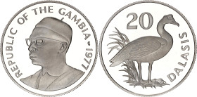 Gambia 20 Dalasis 1977
KM# 17a, N# 122480; Silver., Proof; Wildlife Conservation; Mintage 4404 pcs.