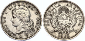 Argentina 50 Centavos 1882 Rare
KM# 28; CJ# 16; N# 11353; Silver; AUNC Toned.