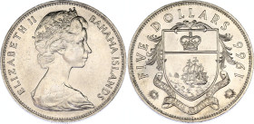 Bahamas 5 Dollars 1966
KM# 10, Schön# 9; N# 14932; Silver 42,12g.; Elizabeth II (1952-date); AUNC.