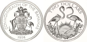 Bahamas 2 Dollars 1974 FM
KM# 66a; N# 26304; Silver; Elizabeth II; Franklin Mint, Wawa; Proof.