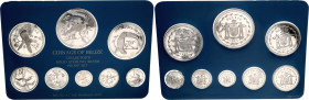 Belize Proof Set of 8 Silver Coins 1975 with Original Case
KM# PS4 (KM# 43a-50a); Silver; Mintage 13'275; Proof.