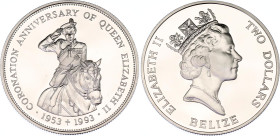 Belize 2 Dollars 1993
KM# 119; N# 38562; Silver; Elizabeth II (1952-date); 40th Anniversary of the Coronation of Queen Elizabeth II; Proof.