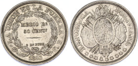 Bolivia 50 Centavos 1893 PTS CB
KM# 161, N# 26167; Silver; Republic; UNC.