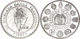 Bolivia 10 Bolivianos 1997
KM# 209, N# 62888; Silver., Proof; Ibero-American Series Traditional Dances; Mintage 6000 pcs.