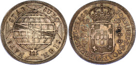 Brazil 960 Reis 1813 R Overstrike
KM# 307, N# 23668; Silver; John VI the Clement; AUNC.
