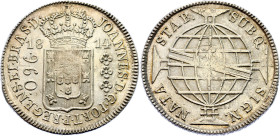 Brazil 960 Reis 1814 Overstrike
KM# 307; N# 23668; Silver; João Prince Regent; AUNC.