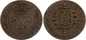 Brazil 10 Reis 1819 R
KM# 314, N# 18308; João VI; XF.