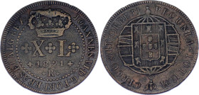 Brazil 40 Reis 1821 R
KM# 319, N# 7476; Copper; John VI the Clement; VF.