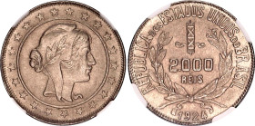 Brazil 2000 Reis 1924 NGC MS 64
KM# 526, N# 6131; Silver.