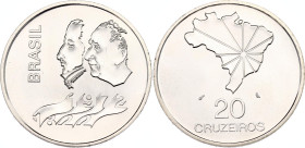 Brazil 20 Cruzeiros 1972
KM# 583; Schön# 88; N# 14499; Silver; 150th Anniversary of the Independence of Brazil; Paris Mint; UNC.