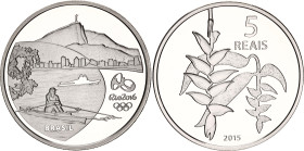 Brazil 5 Reais 2015
KM# 712, N# 76460; Silver., Proof; Olympic Games Rio 2016, Rowing/Heliconia.