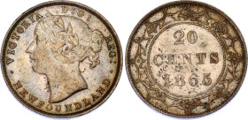 Canada Newfoundland 20 Cents 1865
KM# 4, N# 1304; Silver; Victoria; VF+/XF-.