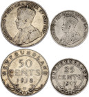 Canada Newfoundland 25 & 50 Cents 1917 - 1918 C
KM# 17-12, N# 2785-8799; Silver; George V (1910-1936); VF+.