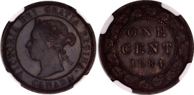 Canada 1 Cent 1884 NGC AU
KM# 7, N# 440; Bronze; Victoria; NGC AU Det. scratches.