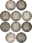Canada 10 x 50 Cents 1911 - 1934
KM# 19-25-25a, Silver; VF-VF+.