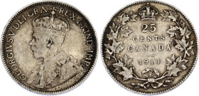Canada 25 Cents 1914
KM# 24, N# 373; Silver; George V (1910-1936); VF.