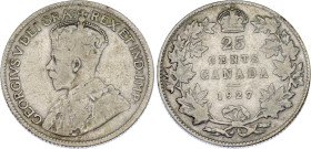 Canada 25 Cents 1927
KM# 24a, N# 372; Silver; George V (1910-1936); Mintage 468096 pcs only!; VF.