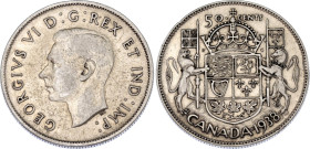 Canada 50 Cents 1938
KM# 36, N# 311; Silver; George VI (1936-1952); Mintage 192018 pcs only!; VF+.