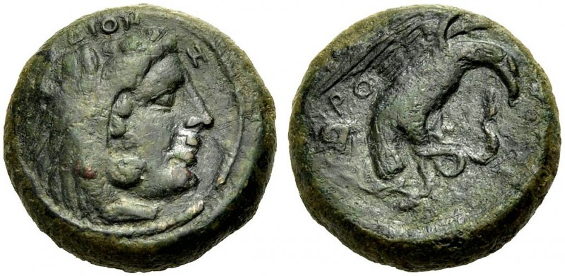 GRIECHISCHE MÜNZEN 
 BRUTTIUM 
 KROTON 
 Bronze, 280-270 v. Chr. Kopf des unb...