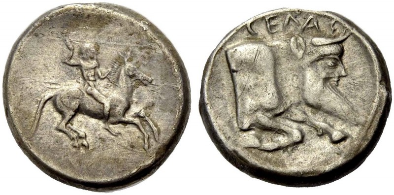 GRIECHISCHE MÜNZEN 
 SIZILIEN 
 GELA 
 Didrachmon, 490-480 v. Chr. Nackter Re...