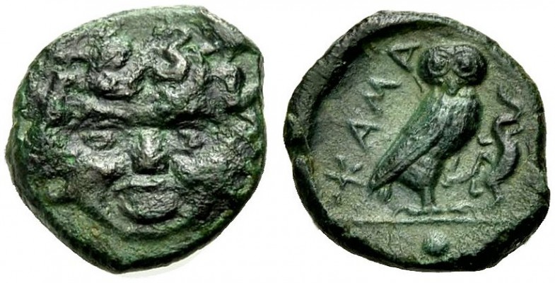 GRIECHISCHE MÜNZEN 
 SIZILIEN 
 KAMARINA 
 Onkia, Bronze, 420-410 v. Chr. Gor...