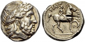 GRIECHISCHE MÜNZEN 
 MAKEDONIEN 
 KÖNIGE VON MAKEDONIEN 
 Philippos II., 359-336 v. Chr. 
 Tetradrachmon, postum, Amphipolis , 323-315 v. Chr. Bär...