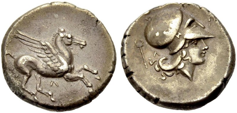 GRIECHISCHE MÜNZEN 
 AKARNANIEN 
 LEUKAS 
 Stater, 350-330 v. Chr. Λ Pegasos ...