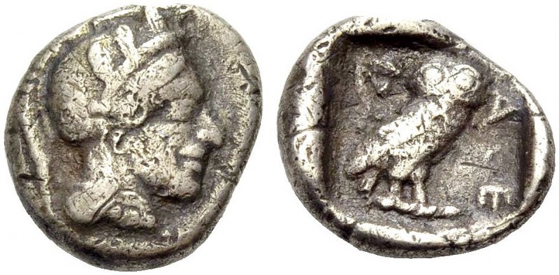 GRIECHISCHE MÜNZEN 
 ATTIKA 
 ATHEN 
 Drachme, 449-415 v. Chr. Kopf der Athen...