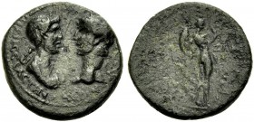 GRIECHISCHE MÜNZEN UNTER RÖMISCHER HERRSCHAFT 
 IONIEN 
 SMYRNA 
 Nero, 54-69. Mit Agrippina der Jüngeren. Bronze des Aulus Gessius (AE 19), 54-59....