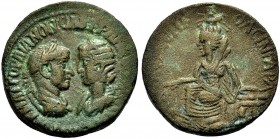GRIECHISCHE MÜNZEN UNTER RÖMISCHER HERRSCHAFT 
 MESOPOTAMIEN 
 SINGARA 
 Gordianus III. Pius, 238-244 
 Mit Tranquillina , seiner Gattin. Bronze (...
