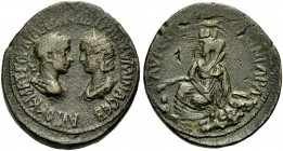 GRIECHISCHE MÜNZEN UNTER RÖMISCHER HERRSCHAFT 
 MESOPOTAMIEN 
 SINGARA 
 Gordianus III. Pius, 238-244 
 Mit Tranquillina , seiner Gattin. Bronze. ...