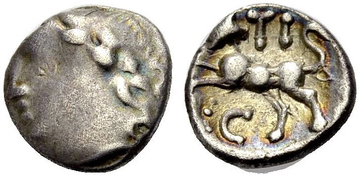 KELTISCHE MÜNZEN 
 BRITANNIEN 
 ATREBATES 
 Tincommius, König um 30-10 v. Chr...