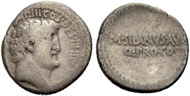 RÖMISCHE MÜNZEN 
 IMPERATORISCHE PRÄGUNGEN 
 Marcus Antonius, † 30 v. Chr. 
 Denar des Marcus Iunius Silanus , 33 v. Chr. Heeresmünzstätte in Klein...