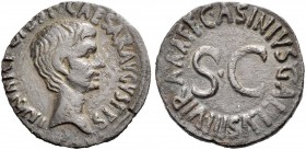RÖMISCHE MÜNZEN 
 KAISERZEIT 
 Augustus, 27 v. Chr. -14 n. Chr. 
 As, Rom, 16 v. Chr. Barhäuptiger Kopf n. r. CAESAR AVGVSTVS - TRIB(VNIC POTEST). ...