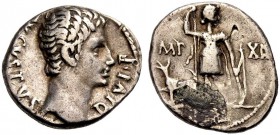 RÖMISCHE MÜNZEN 
 KAISERZEIT 
 Augustus, 27 v. Chr. -14 n. Chr. 
 Denar, 11 v. Chr. Lugdunum. AVGVSTVS DIVI F. Barhäuptige Büste n. r. Rv. Diana fr...