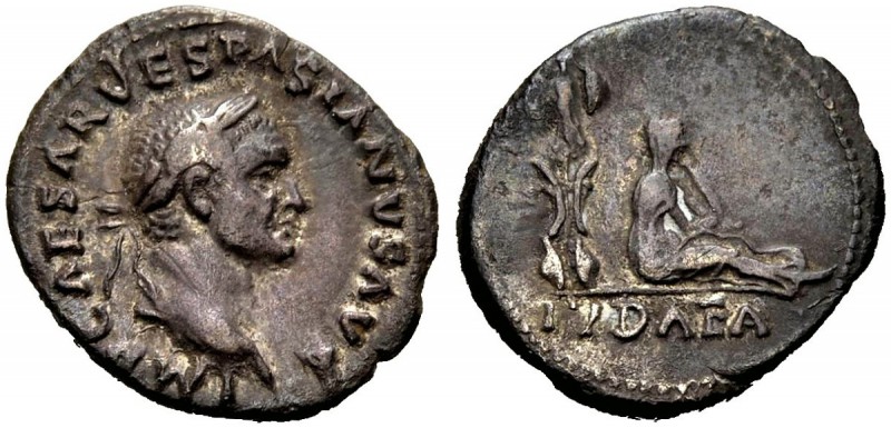 RÖMISCHE MÜNZEN 
 KAISERZEIT 
 Vespasianus, 69-79. 
 Denar, 69-70. Kopf mit L...