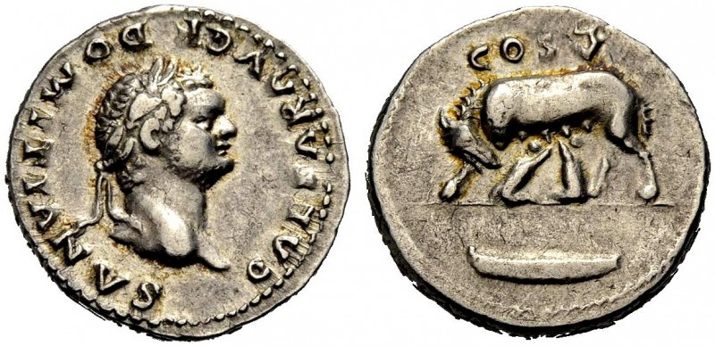 RÖMISCHE MÜNZEN 
 KAISERZEIT 
 Domitianus Caesar, 69-81. 
 Denar, 77-78 Unter...