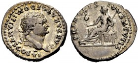 RÖMISCHE MÜNZEN 
 KAISERZEIT 
 Domitianus Caesar, 69-81. 
 Denar, 79. Als Caesar unter Vespasianus. CAESAR AVG F DOMITIANVS COS VI Büste mit L. n. ...