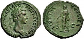 RÖMISCHE MÜNZEN 
 KAISERZEIT 
 Domitianus, 81-96. 
 As, 97. Rom. Büste mit L. n. r. IMP NERVA CAES AVG - PM TRP COS III PP. Rv. LIBERTAS PVBLICA/S-...