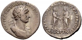 RÖMISCHE MÜNZEN 
 KAISERZEIT 
 Hadrianus, 117-138. 
 Denar, 117. Drap., gep. Büste mit L. n. r. Rv. PARTHIC DIVI TRAIAN AVG F PM TRP COS PP. Traian...