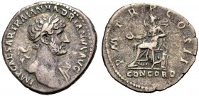RÖMISCHE MÜNZEN 
 KAISERZEIT 
 Hadrianus, 117-138. 
 Denar, 118. Büste mit L. und Drapierung auf der l. Schulter, IMP CAESAR TRAIAN HADRIANVS AVG. ...