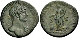 RÖMISCHE MÜNZEN 
 KAISERZEIT 
 Hadrianus, 117-138. 
 Sesterz, Rom, 119-121/122. Büste mit L., Drapierung auf der linken Schulter, IMP CAESAR TRAIAN...